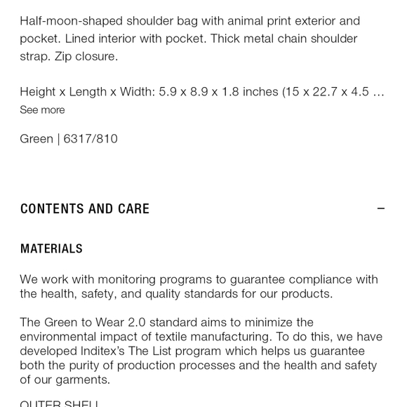 Zara * Shoulder Bag Gold Chain Croc Green - Picture 8 of 9